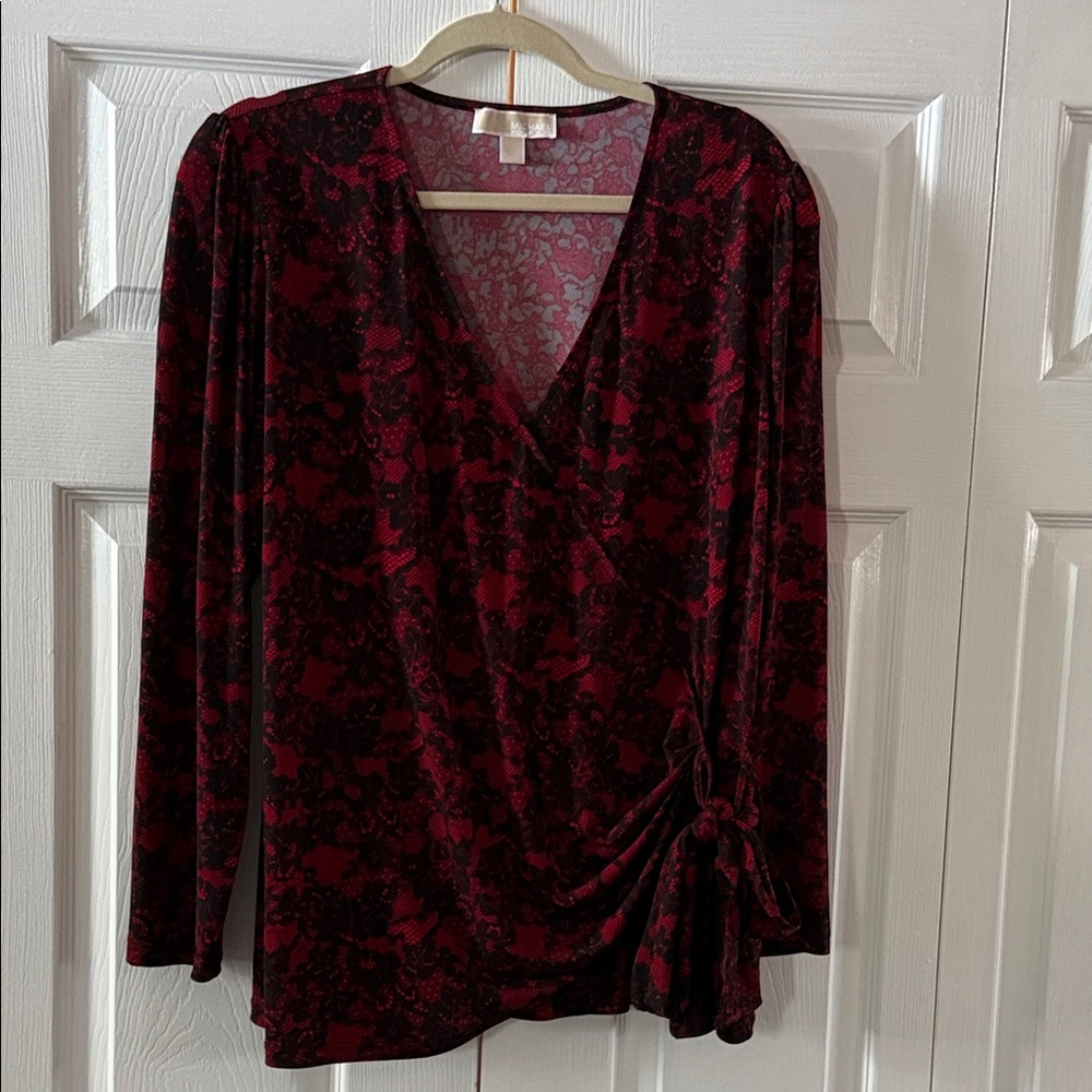Michael Kors Red and Black Lace Blouse